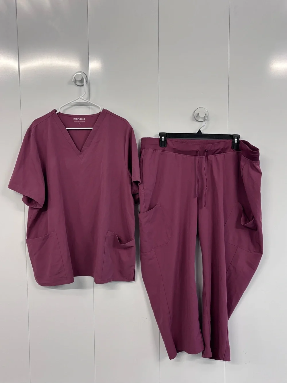 Mandala Scrubs Set Women 3XL Plum Mauve V-Neck Top Jogger Pants Equa-Tek Plus